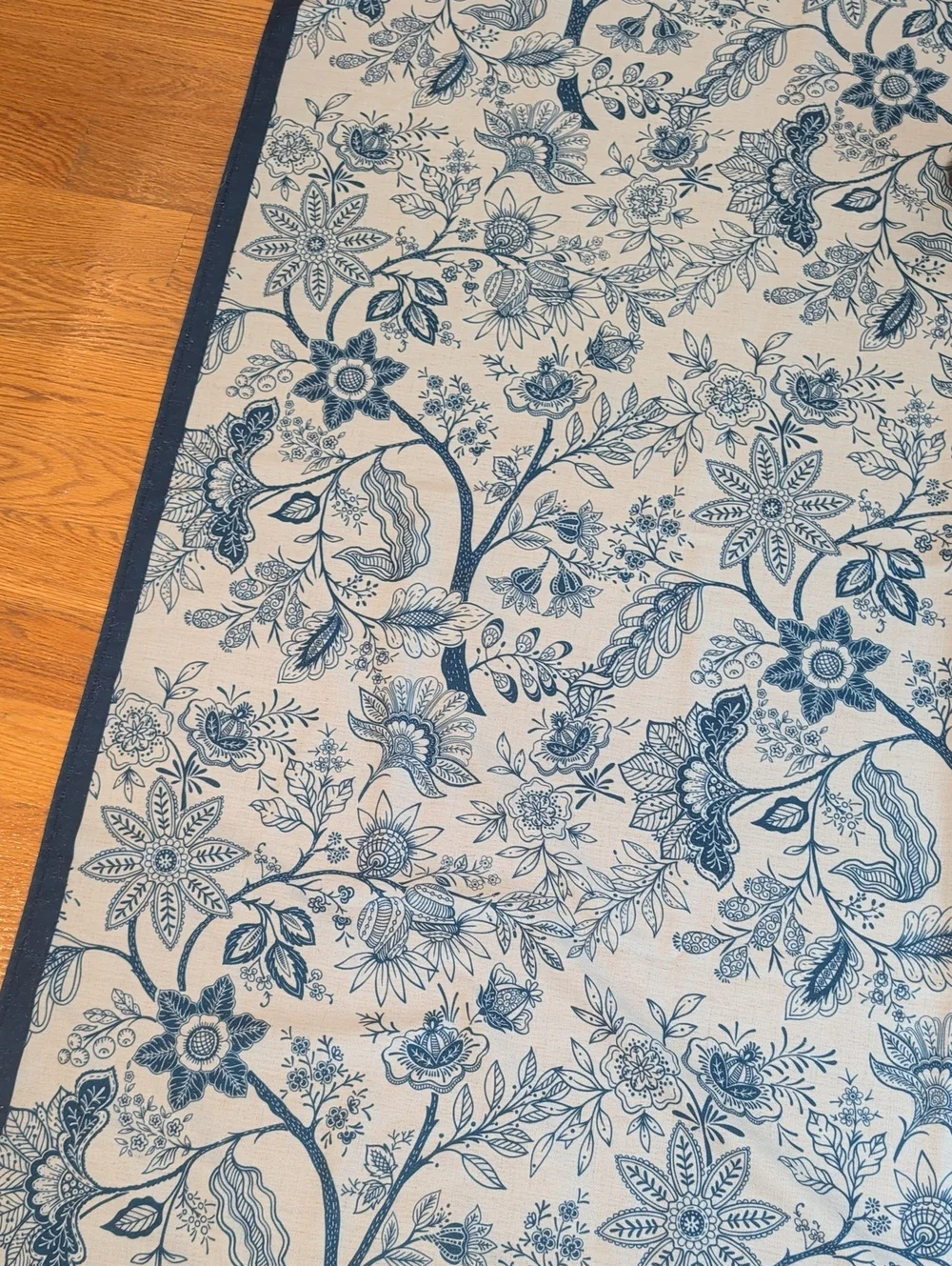 Linen Blend Square Blue Floral Tablecloth - Classic Botanical Print